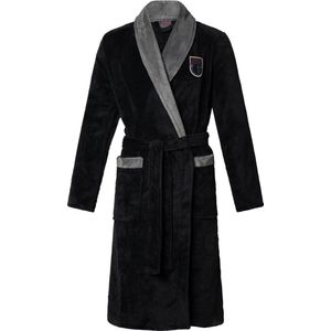 Gentlemen - heren badjas - coral fleece - zwart/grijs - XL/XXL