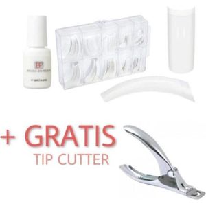 GUAPÀ - Complete Kunstnagel Set French Manicure Wit met Nagellijm en Tipknipper - Voor Nagelverlenging & Nepnagels