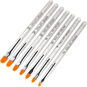 GUAPÀ - Gel Penselen Set Zilver - 7 stuks - High Quality Gel & Nail Art Brush