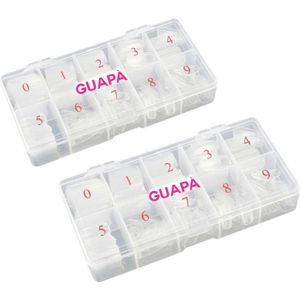 GUAPÀ - Nagel Tips Kunstnagel Set 1000 Stuks voor het verlengen van je nagels - Acryl en Gel - 2 x 500 stuks Transparant