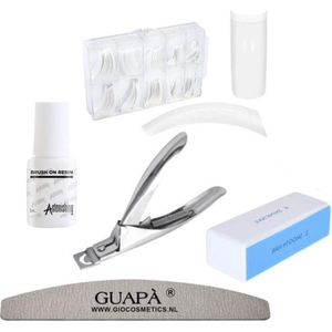 GUAPÀ - Kunstnagel Set voor het zetten van Nagelverlenging - 100 stuks French Manicure Wit Deluxe Nagel Kit - Acryl, Gel & Poly Gel nagels -