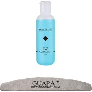 GUAPÀ - Blue Scrub voor het reinigen en ontvetten van je Gel nagels inclusief een Moon Nagelvijl 100/180 - 100 ml