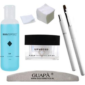 GUAPÀ - Builder Gel Pakket Deluxe voor het zetten van Nagelverlenging & Verstevigde Nagels - Bouwgel - Gel penseel & UV Cleanser - Nagelvijl & Celstof Pads
