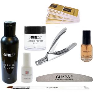 GUAPÀ® Acryl Nagels Starterspakket voor het maken van prachtige Acrylic Nagels - Inclusief Acryl Poeder Clear, Acryl Vloeistof en Acryl Penselen