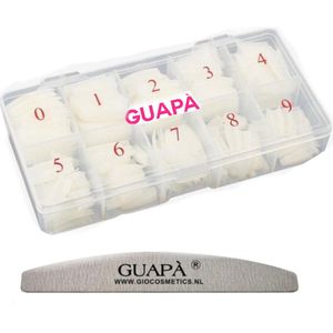 GUAPÀ® Nageltips 100 stuks in stevige doos | Plaknagels | Nepnagels | Nagelverlenging Acryl en Gel | Naturel