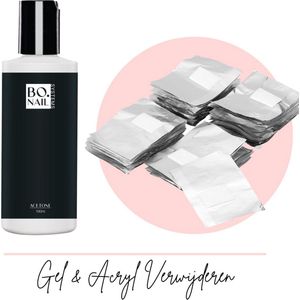 GUAPÀ® Aceton Met Soak Off Wraps | Verwijder Acryl Nagels & Gel Nagels | Gellak verwijderen | Soak Off Remover | Acetone 100 ml + 50 Soak Off Wraps