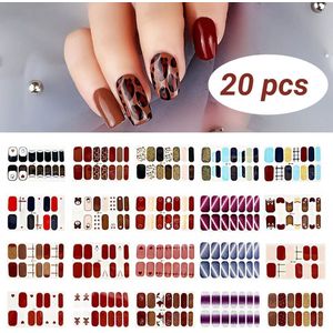 GUAPÀ® Nagelstickers & Nail wraps - Nagelstickers Hartjes en Vormpjes - Nail Art - Nagel Folie - Diverse kleuren Nail Wrap - 20 Vellen Nagelstickers