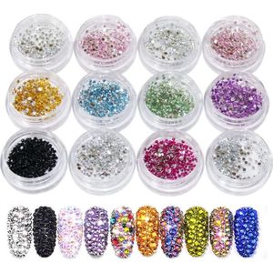 GUAPÀ® Nail Art Rhinestones | 12 diverse kleuren diamantjes | Nagel diamantjes | Nagelsteentjes | Nagel versiering en decoratie | Nagelstickers | Ook geschikt voor Acrylic, Gellak, Gel en Polygel Nagels | Nail Art
