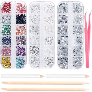 GUAPÀ® Nail Art Strass steentjes | Diamantjes | Rhinestones | Nagel decoratie | Nail Art glitters | Complete Nail Art kit | 3 dozen Nail Art diamantjes