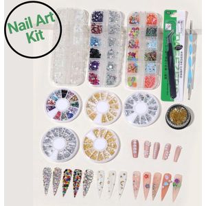 GUAPÀ® Nail Art Starterspakket Compleet | Diamantjes | Rhinestones | Nagel decoratie | Nail Art glitters | Nail Art Penselen | Dotting penseel | 11 Delige Nail Art kit