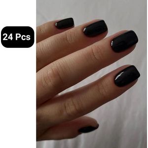 GUAPÀ® Plaknagels | 24 stuks valse nagels | Press On Nails | Nepnagels | Kunstnagels | Compleet plaknagels starterspakket | Nagels stickers | 24 stuks plaknagels Zwart