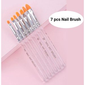 GUAPÀ® Nagel Penselen | Gel Penselen | Nail Art penselen | Nail Brush | Nepnagels | Gellak | Gelnagels | 7 pcs Transparante Nagel penselen