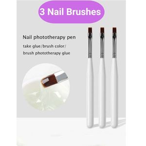 GUAPÀ® Nagel Penselen | Gel Penselen | Nail Art penselen | Nail Brush | Nepnagels | Gellak | Gelnagels | Builder Gel | 3 pcs Witte Nagel Penselen