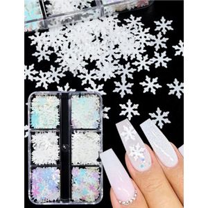 GUAPÀ® Nail Art Sneeuw Vlokken | 3D Kerst Nagels | Nageldecoratie 3D Kerstvlokken | Glow In The Dark | Nagel versiering | Rhinestones | Nagelglitters | Sneeuw vlokken Nail Art