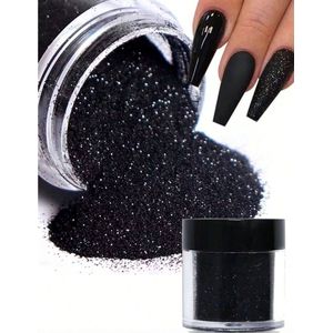 GUAPÀ® Nail Art Glitter Poeder Set | Nail Art glitters | Nail Art & Nagel Decoratie | Sugar powder Nagels | 1 stuks Zwarte kleur nagelpoeder