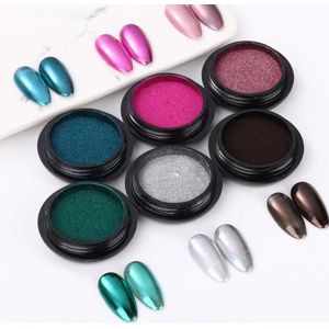 GUAPÀ® Holografische Glitter Poeder Set | 6 Nail Art glitters | Nail Art & Nagel Decoratie | Spiegel en pigment poeder | Chrome Nagels | 6 stuks diverse kleuren nagelpoeder