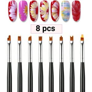 GUAPÀ® Nail Art Penselen | Nagel Penselen | Nail Brush | Nagel Decoratie | Bloemen Nagel Penselen | Gel Penselen | Nail Art | 8 Penselen voor nagels