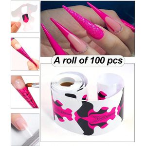 GUAPÀ® Gel en Acryl Nagel Sjablonen | Nagel verlenging | Nail Forms | Acryl nagels | BIAB | Builder Gel | French Manicure | Stiletto Nagels | 100 pcs sjablonen Roze