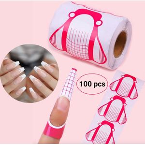 GUAPÀ® Gel en Acryl Nagel Sjablonen | Nagel verlenging | Nail Forms | Acryl nagels | BIAB | Builder Gel | French Manicure | 100 pcs sjablonen Roze Wit