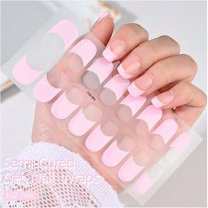 GUAPÀ® Nagelstickers & Nail wraps 16 pcs | Nail Art | Nagel Folie | Diverse kleuren Nail Wrap | 16 Nagelstickers Roze | Nail Wraps Stickers | Gellak Nagel Wraps | 16 nagel wrap stickers French Manicure Roze