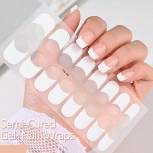 GUAPÀ® Nagelstickers & Nail wraps 16 pcs | Nail Art | Nagel Folie | Diverse kleuren Nail Wrap | 16 Nagelstickers Wit | Nail Wraps Stickers | Gellak Nagel Wraps | 16 nagel wrap stickers French Manicure Wit