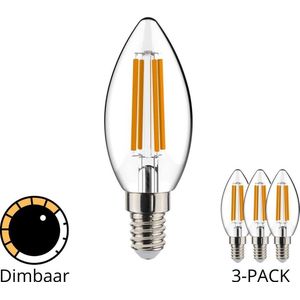 Proventa Dimbare LED Filament kaarslamp met kleine E14 fitting - ⌀ 35 mm - 3 x LED lamp