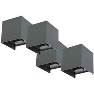 Proventa KUBUS Outdoor LED Muurlamp - 4-pack wandlamp Grijs