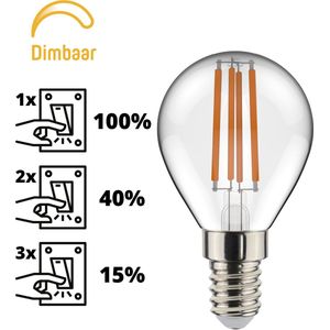 Proventa® LED Lamp E14 Filament - Dimbaar zonder dimmer - G45 kogellamp - 1 lamp