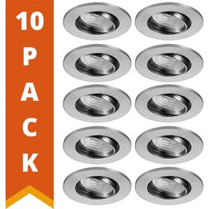 Proventa DimToWarm LED Inbouwspots nikkel - Spatwaterdicht - Dimbaar & Kantelbaar - 10 spots