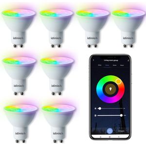 IDINIO Smart GU10 ledlampen met App - Color + White - Dimbaar - 8 x Slimme spot GU10