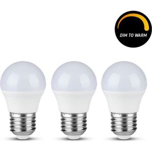 Proventa Dimbare LED Lampen E27 bol - Dimbaar naar extra warm wit - 5.5W/40W - 3-pack