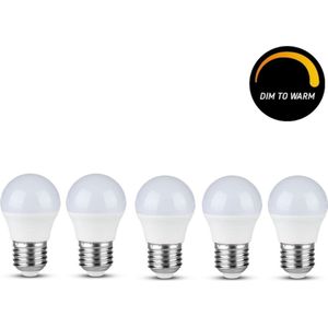 Proventa Dimbare LED lamp bol E27 - Dimbaar naar extra warm wit - 5.5W-40W - 5-pack