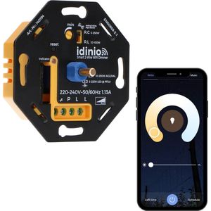 IDINIO Slimme Dimmer met app - Universeel voor alle dimbare lampen - 2 draads - Max. 250W