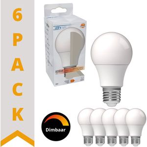 DimToWarm LED Lamp E27 - Dimbaar naar extra warm wit - Mat - 8W (60W) - 6 lampen