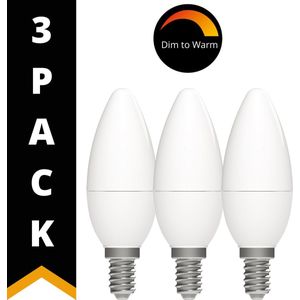 DimToWarm LED Lamp Kaars E14 - Dimbaar naar extra warm wit - 5W (40W) - 3 Dimbare kaarslampen