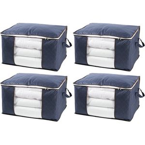 4 Stuks Opbergtas voor Kleding / Dekbed / Tuinkussens - Non-wovens / Vezelvlies - Set van 4 stuks ( 2x 50Liter) - Marineblauw