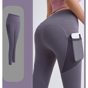 TDR - Fitness broek - Sportlegging - Yoga Broek -  Yogalegging - Dames - Paars - XL