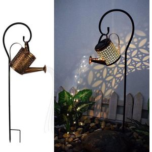 Decoratieve Hanglamp Gieter met Vonkelend Water Effect - Zonne-energie, LED, 8 uur Gebruik na Opladen - Afmetingen: 15x82x19 cm, Metaal, Koperkleur