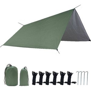 TDR - Outdoor Draagbaar Zonnescherm Met Opbergtas - Waterdicht - Tarps voor Kamperen 300 *300cm - 3-4 Personen -Leger groen