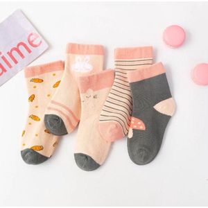 Baby Sokken Set met Konijntjes en Wortels - 6 paar - Maat 19/20 - Meisjes sokjes 6 tot 18 Maanden