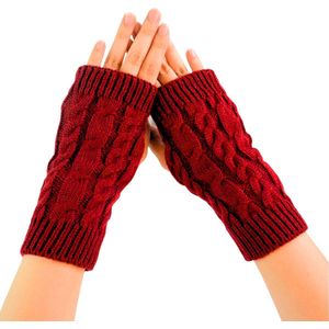 Winkrs© Polswarmers rood - Gebreide vingerloze handschoenen Dames - Acryl - Warme handen in de winter