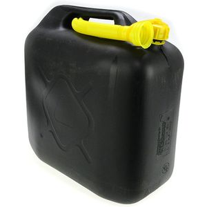 Jerrycan 20 liter zwart - Jerrycan zwart voor brandstof - 20 liter - inclusief schenktuit - o.a. benzine / diesel - Jerrycan benzine - Jerrycan kopen 20 liter - 20 liter kunststof brandstof jerrycan