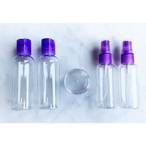 Doodadeals® - Reisflesjes Handbagage - 5-delig - Paars - Met Etui - Navulbaar - Reisflacons - Vliegtuig - Reisset Flesjes