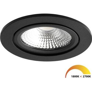 Ledisons LED Inbouwspot - Vivaro Zwart 5W - Dimbare Spot - Dim-To-Warm - IP54 - Geschikt voor Woonkamer, Badkamer en Keuken - Plafondspot Zwart - Ø75 mm