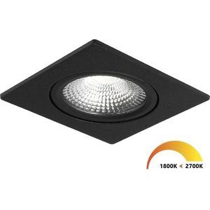 Ledisons LED Inbouwspot - Trento Zwart 5W - Dimbare Spot - Dim-To-Warm - IP54 - Geschikt voor Woonkamer, Badkamer en Keuken - Plafondspot Zwart - Ø75 mm