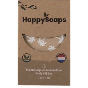 HappySoaps Body Oil Bar - Coco Nuts - Zacht, Zoet & Hydraterend - 100% Plasticvrij, Vegan & Natuurlijk - 70gr