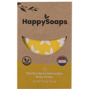 HappySoaps Body Oil Bar - Exotic Ylang Ylang - Verleidend Bloemige Geur, Verzogend & Hydraterend - 100% Plasticvrij, Vegan & Natuurlijk - 70gr