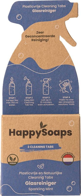 HappySoaps - Sparkling Mint - Glasreiniger Tabs - 3 Stuks - Vegan