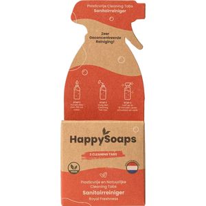 HappySoaps Cleaning Tabs - Sanitairreiniger - Royal Freshness - 100% Plasticvrij, Duurzaam & Vegan - met Natuurlijke Ingrediënten - 3 Tabs