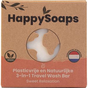 HappySoaps 3-in-1 Travel Wash Bar - Sweet Relaxation - Shampoo, Body Wash & Shaving Bar - 100% Plasticvrij en Natuurlijk - 40gr